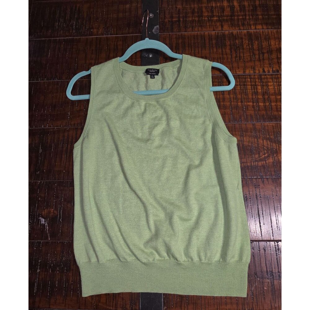 Talbots Women's 100% Cashmere Sweater Vest Lime Green Size L Repaired